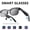 Black (card insertable), variant on 2-in-1 wireless audio glasses, stereo headset, lightweight, volume buttons, built-in condenser mic, USB rechargeable, for office, music, hands-free calls, unisex.