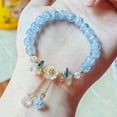 thumbnail image 3 of Kids Flower Bead Adjustable Jewelry Bracelet For Girls Glass Charm Handmade, 3 of 5