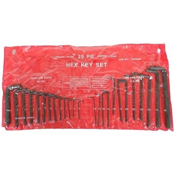 Long Arm Hex Key (SAE) and Short Arm Hex Key (MM) 25 Piece Set
