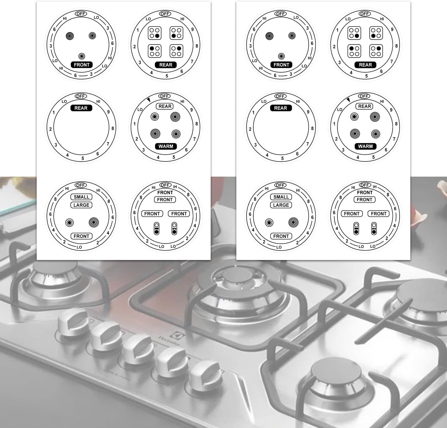 Enwye 1 Set Oven Cooker Gas Hob Stickers for Dry, Clean, Oil Free, Smooth Surfaces (105 Stickers, 6 Sheets Enwye 1 Set Oven Cooker Gas Hob Stickers for Dry, Clean, Oil Free, Smooth Surfaces (105 Stickers, 6 Sheets