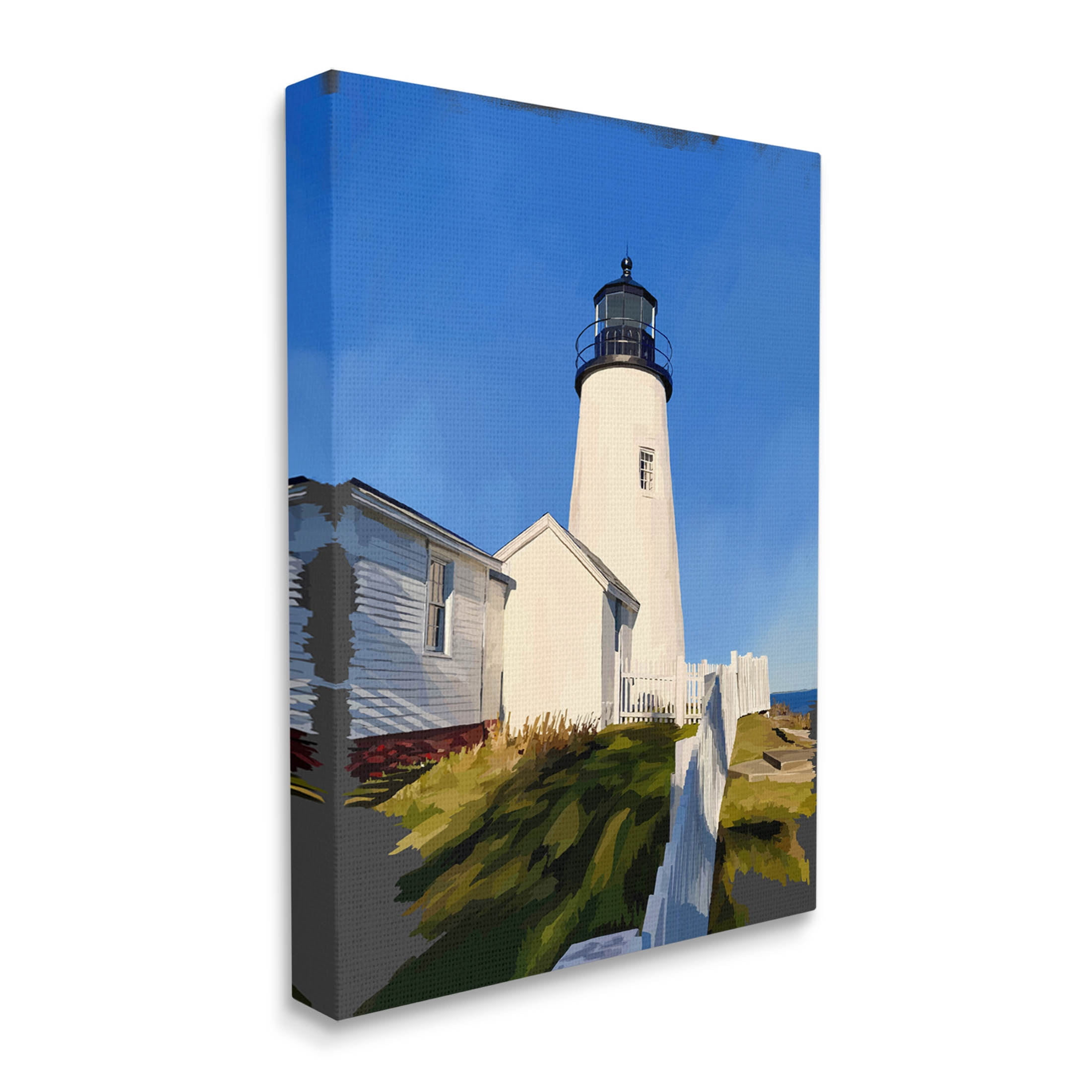 Stupell Industries Coastal Lighthouse Clear Blue Sky Graphic Art Gallery Wrapped Canvas Print Wall Art, Design by Emily Kalina