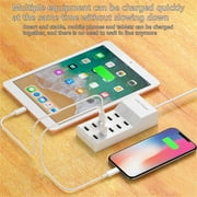 USB Charging Station, 10-Port USB Charger, Multiport USB Charger Station Hub, Compatible with IOS, Android Tablet Phone, and Other USB Charging Devices, White