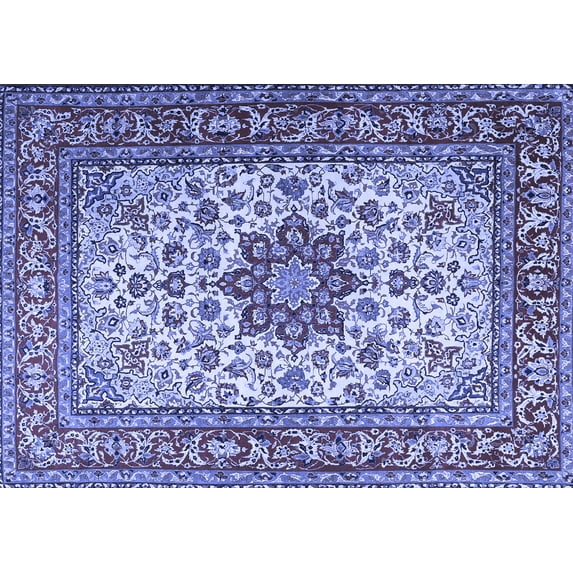 Ahgly Company Machine Washable Indoor Rectangle Persian Blue Traditional Area Rugs, 8' x 10'