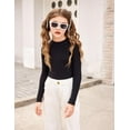 thumbnail image 3 of Oudiya Girls Half Turtleneck Long Sleeve Sweater Tops Knit Slim Fit Pullover Blouse for Kids 6-14Y, 3 of 7