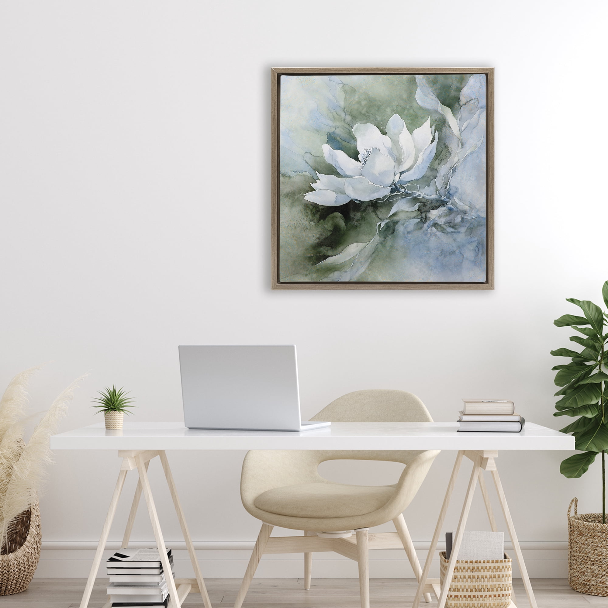 Stupell Industries Fluid Whimsical Flower Brown Framed Floater Canvas Wall Art, design by Svetlana Aleynikova