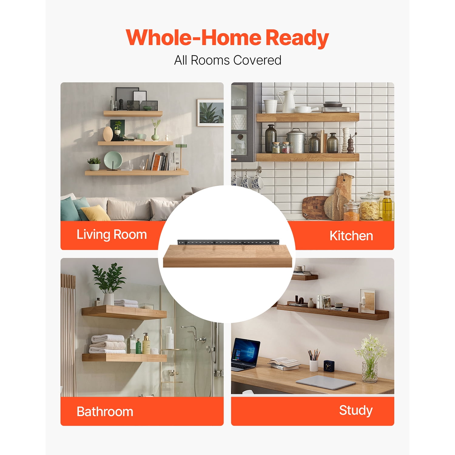 KFFKFF Floating Shelf Bracket 1 Pack, 230 lbs/104 kg Load Capacity, 46x6.2x3 inch / 1168.4x157.4x76.2 mm, Durable Hidden Shelf Support, Wall-Mounted Invisible Shelf Bracket