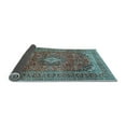 thumbnail image 2 of Ahgly Company Indoor Round Medallion Light Blue Traditional Area Rugs, 5' Round, 2 of 4