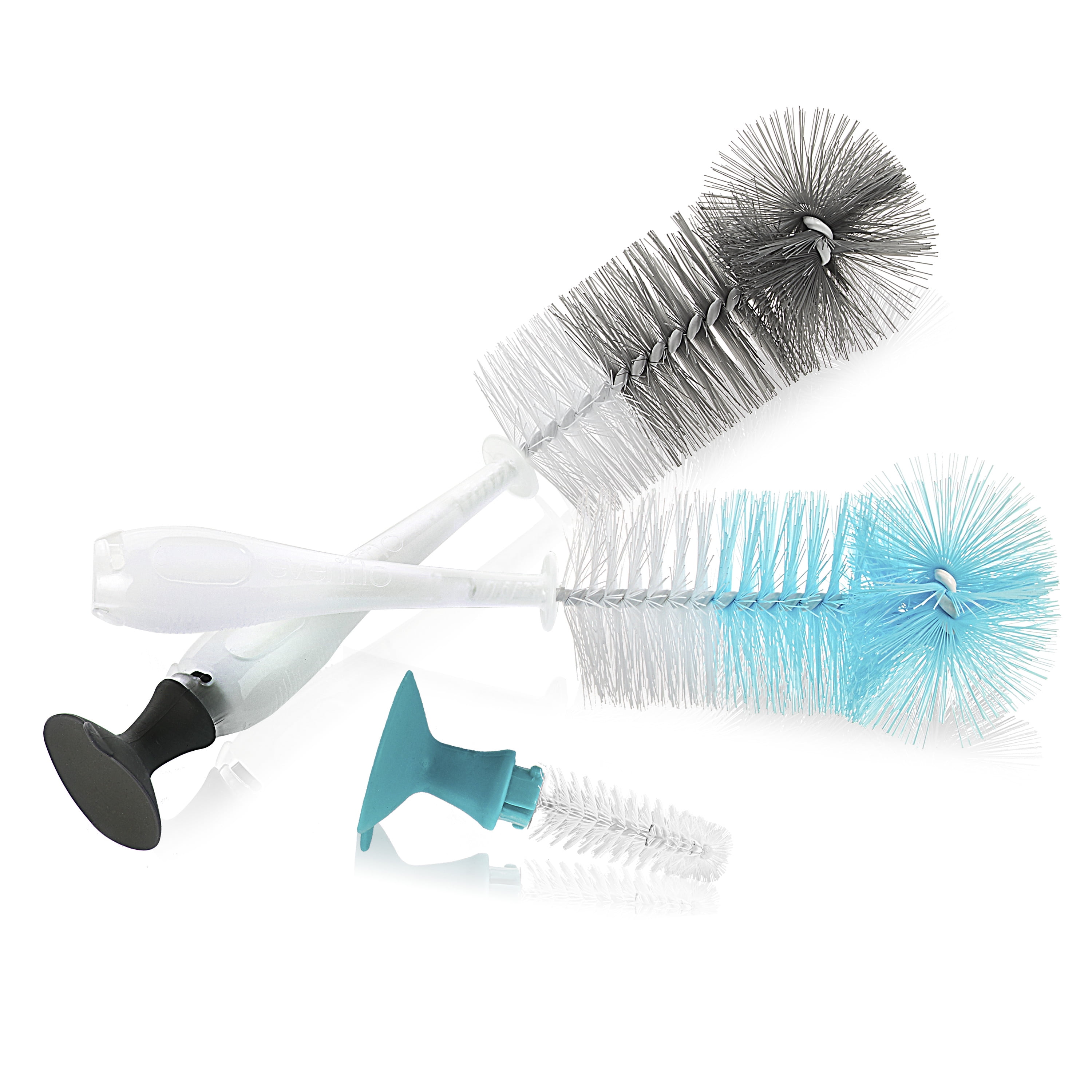 Evenflo 2-in-1 Baby Bottle Brush with Nipple Brush - Teal/Gray, 2ct
