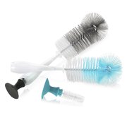 Evenflo 2-in-1 Baby Bottle Brush with Nipple Brush - Teal/Gray, 2 Count