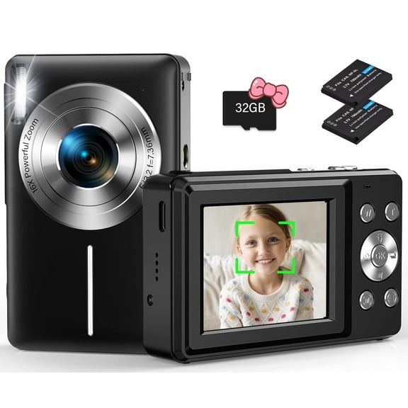 Digital Camera for FHD1080P 44MP Camera Camcorder, Smile Capture & Vintage Filters, with 32GB SD Card,18X Digital Zoom 2.4 Inch Screen(Black)