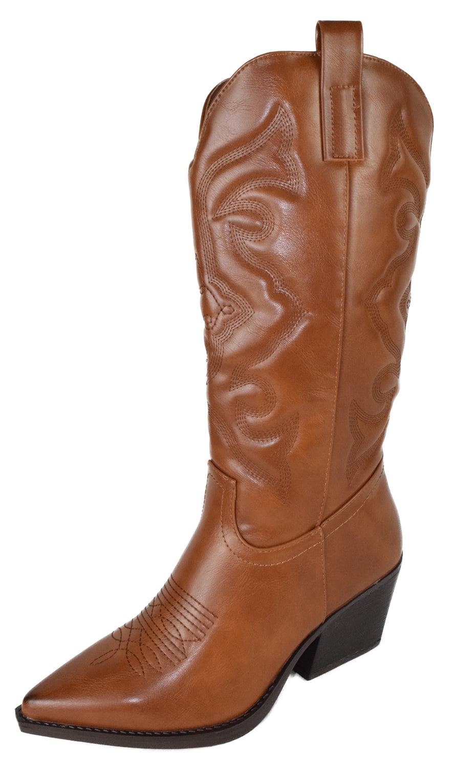 Cowgirl Glow Pointed Toe Western Boots (Brown)