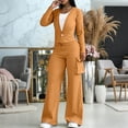thumbnail image 6 of Qiopertar Women's Casual 2 Piece Outfit Long Sleeve Button Down Cardigan and Loose Wide Leg Cargo Pants with Pockets Tracksuit Set Lounge Travel Comfy Relaxed Oversized, Gold XXL, 6 of 7