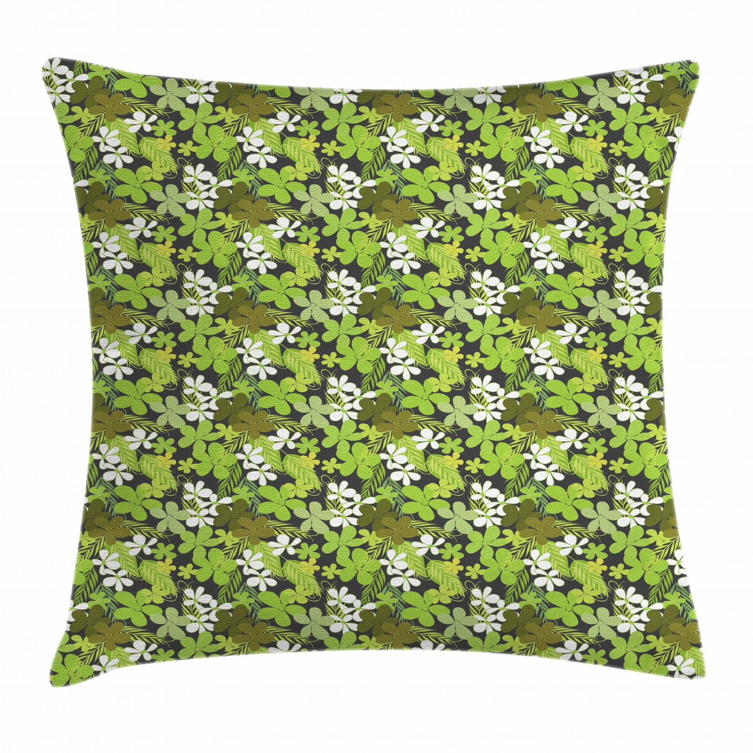 Sage Throw Pillow Cushion Cover, Fresh Nature Theme Wildflowers Leaves