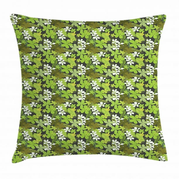Sage Throw Pillow Cushion Cover, Fresh Nature Theme Wildflowers Leaves