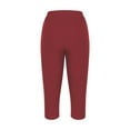thumbnail image 6 of Fartey Womens Fashion Ribbed Knit Capri Leggings Summer Casual Knee Length Yoga Pants Solid Color Hollow Out Tummy Control 3/4 Trousers, 6 of 6