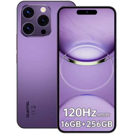OUKITEL P1 Unlocked Phones 6.7 Inch FHD+ AMOLED 120Hz Display Mobile Phone 24GB + 256GB/2TB 50MP Camera SmartPhone ,5150mAh Fingerprint/OTG/NFC/4G Dual SIM/GPS