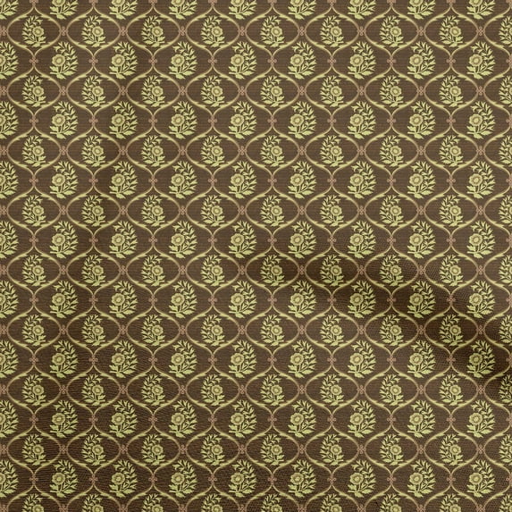 oneOone Cotton Poplin Brown Fabric Ogee Sewing Fabric By The Yard Printed Diy Clothing Sewing Supplies 42 Inch Wide
