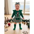 thumbnail image 5 of Loicainy Infant Baby Girl Christmas Outfit 3 6 9 12 18 Months Letters Romper with Plaid Shorts Headband Socks Clothes Set, 5 of 9