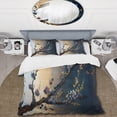 thumbnail image 2 of Designart "Blue Cherry Blossom Bough I" Tree Bonsai Bedding Covert Set - Traditional Beige Landscapes Bed Set With 2 Shams, 2 of 6