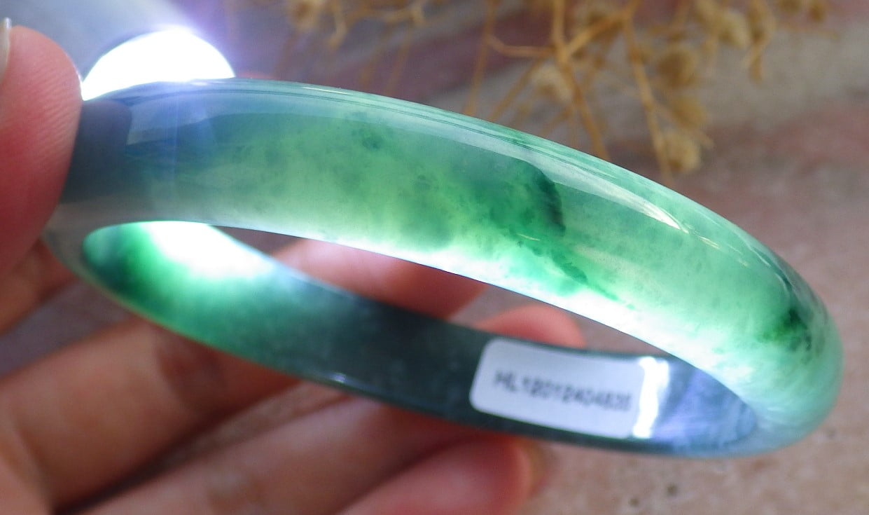 Icy Green Natural A JADE Jadeite Bangle Bracelet 60 mm 684211 TN