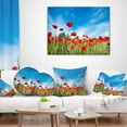 thumbnail image 3 of Designart Red Poppy Garden under Clear Sky - Floral Throw Pillow - 16x16, 3 of 4