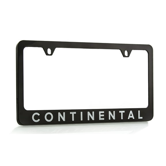 Lincoln Continental wordmark Black Coated Zinc Metal License Plate Frame Wide Bottom Engraved 2 hole