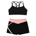 thumbnail image 3 of Rswnyirn Kids Girls 2 Pcs Gymnastic Dance Outfit Sleeveless Crop Top with Active Shorts Bottom B Pink 14, 3 of 7
