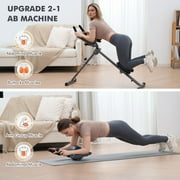 MaxKare Adjustable Ab Machine for Home Gym, 6-Level Core Workout Equipment with Detachable Ab Roller Wheel for Women, Foldable Core Trainer, 220lbs