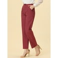 thumbnail image 2 of DARING DIVA Women's Plaid Trousers Pockets Straight Leg Casual Pant S Red, 2 of 6