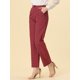 thumbnail image 2 of INSPIRE CHIC Pantalones a cuadros casuales para mujer, bolsillos, pierna recta, trabajo, oficina, pantalones rojo M, 2 of 5