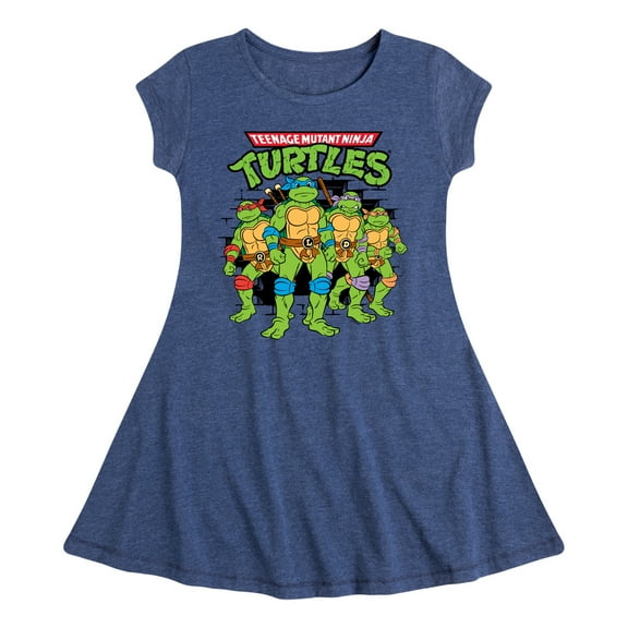 Teenage Mutant Ninja Turtles  - Group Logo Brick Wall  - Toddler & Youth Girls Fit & Flare Dress