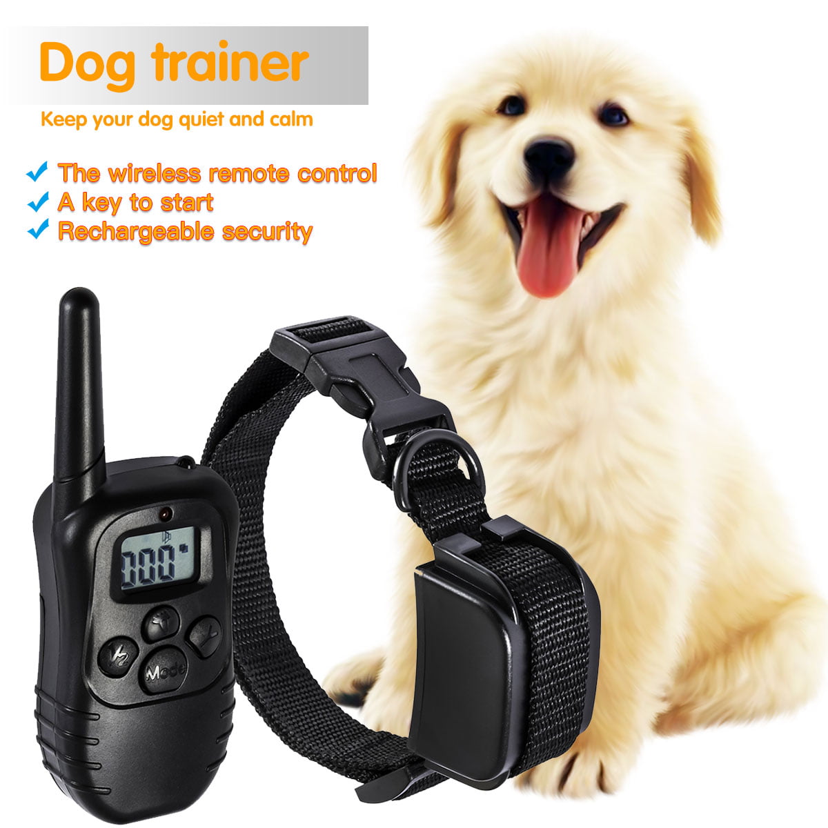 One Collar Pet Dog Training Collar Rechargeable Electric LCD 100LV Shock