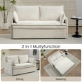 thumbnail image 2 of 59.5" White Corduroy Pull-Out Sofa Bed: Modern 2-in-1 Sleeper Couch for Living Room & Apartment, Seats 2, 800lb Capacity, Side Storage & USB/C Ports, 2 of 6