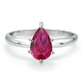 thumbnail image 3 of Gem Stone King 14K White Gold Red Created Ruby Solitaire Engagement Ring for Women | 1.45 Cttw | Pear Shape 9X6MM | Gemstone July Birthstone | Size 6, 3 of 6