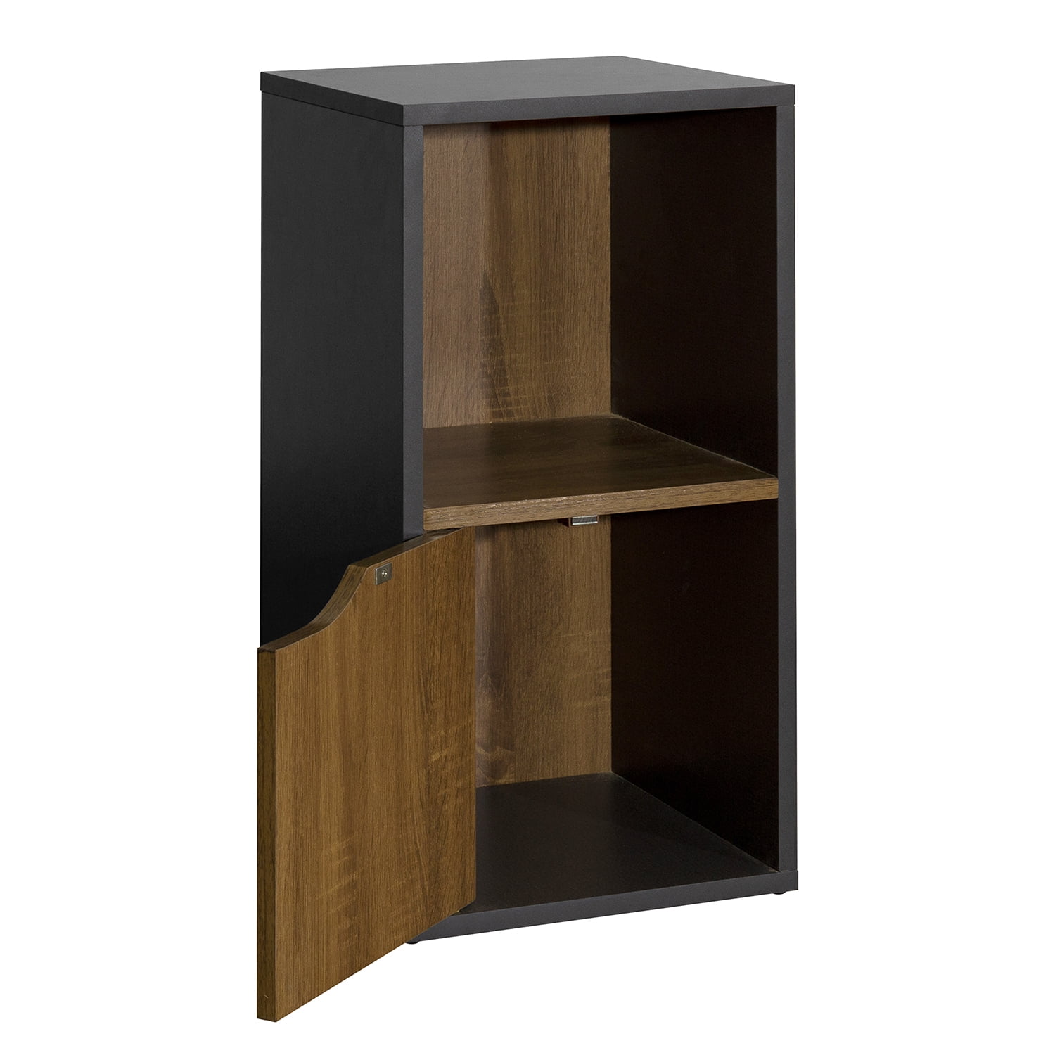 Kepooman 2 Tiers Bookcase Tall Book Shelves, Storage Shelves Organization Furniture for Living Room and Home, Walnut Color