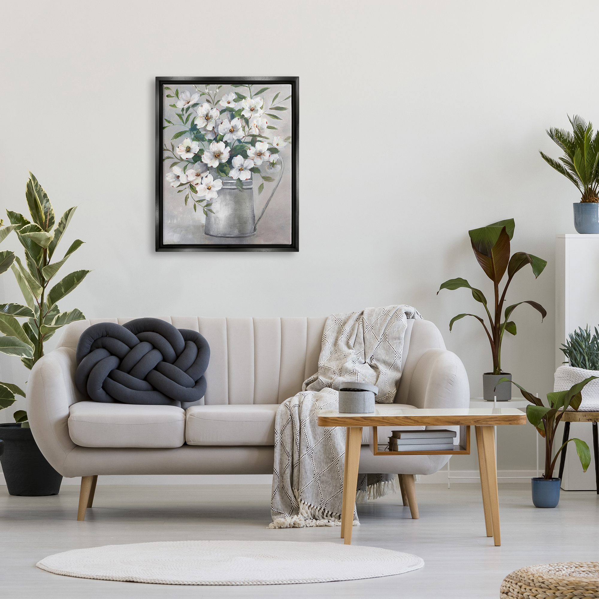 Stupell Industries Farmhouse Dogwood Floral Garden Botanical & Floral Painting Black Floater Framed Art Print Wall Art