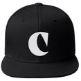 thumbnail image 2 of Daxton Classic Snapback Hat 3D Capital Alphabet Letters Flat Bill Visor Cap, Black Hat White Letter C, 2 of 3