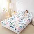 thumbnail image 3 of Castle Fairy Soft Watercolor Undersea Tile King Sheets 4pcs,Shark Turtle Jellyfish White Seamless Print Bedding,Blue White,1 Fitted Sheet,1 Flat Sheet and 2 Pillowcases, 3 of 6