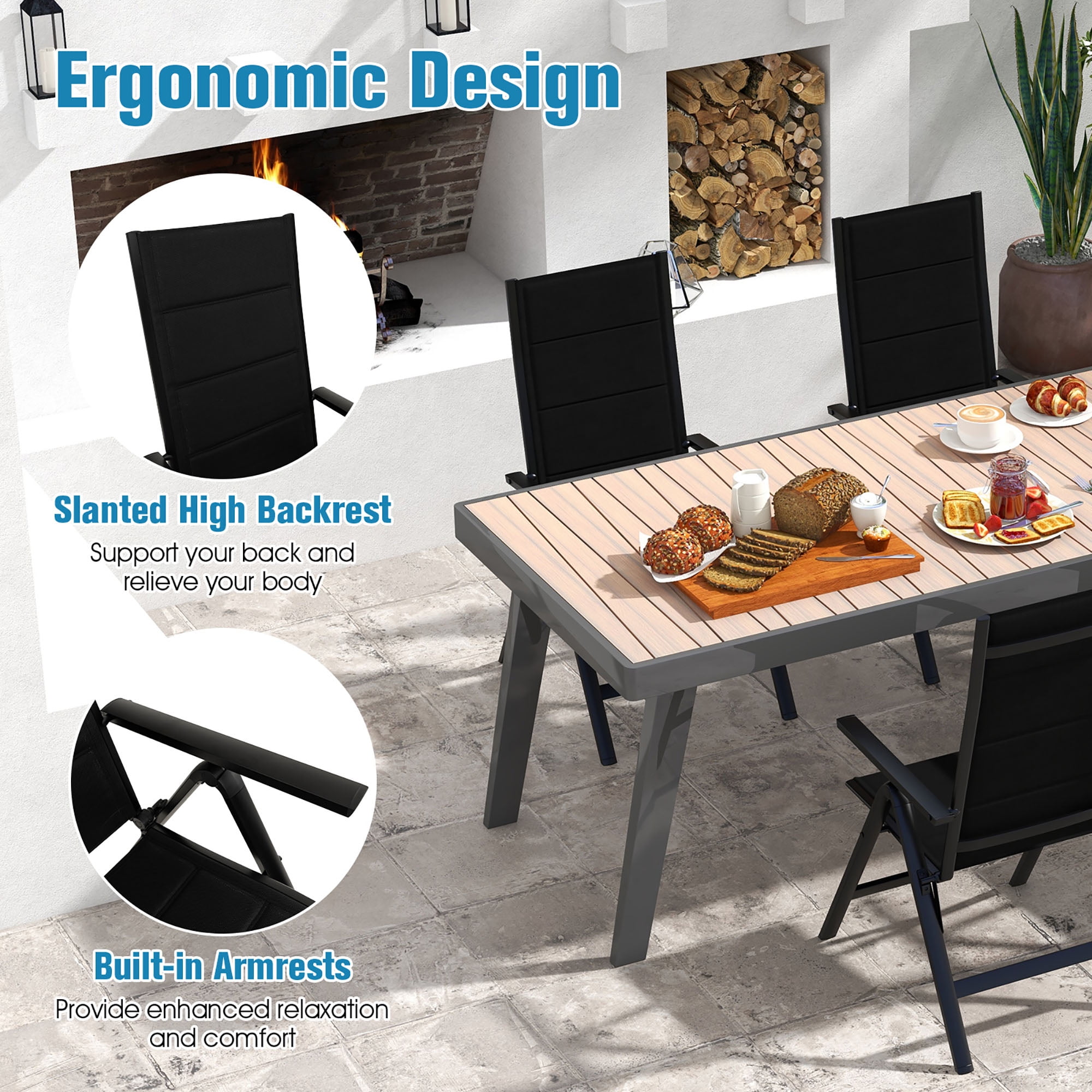 Gymax Patio Folding Chairs Lightweight Outdoor Dining Chairs w/ Padded Seat