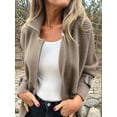thumbnail image 4 of Women'S Double Breasted Wool Pea Coat Notched Lapel Cable Knit Raglan Sleeve Sweater with Cuff Straps Gray-Green L, 4 of 9