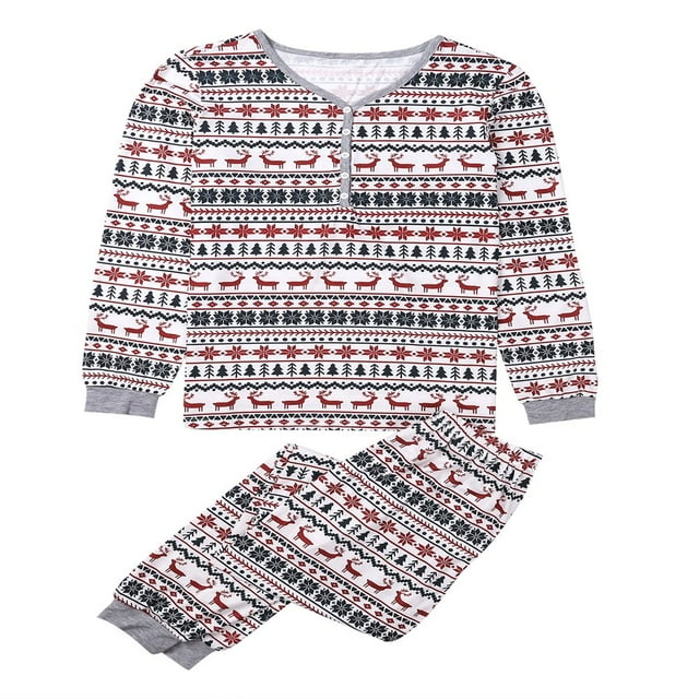 Family Matching Christmas Pajamas Sets Elk Tree Print Tops Pants Sleepwear 2Pcs Outfits for Mom Dad Kid Baby
