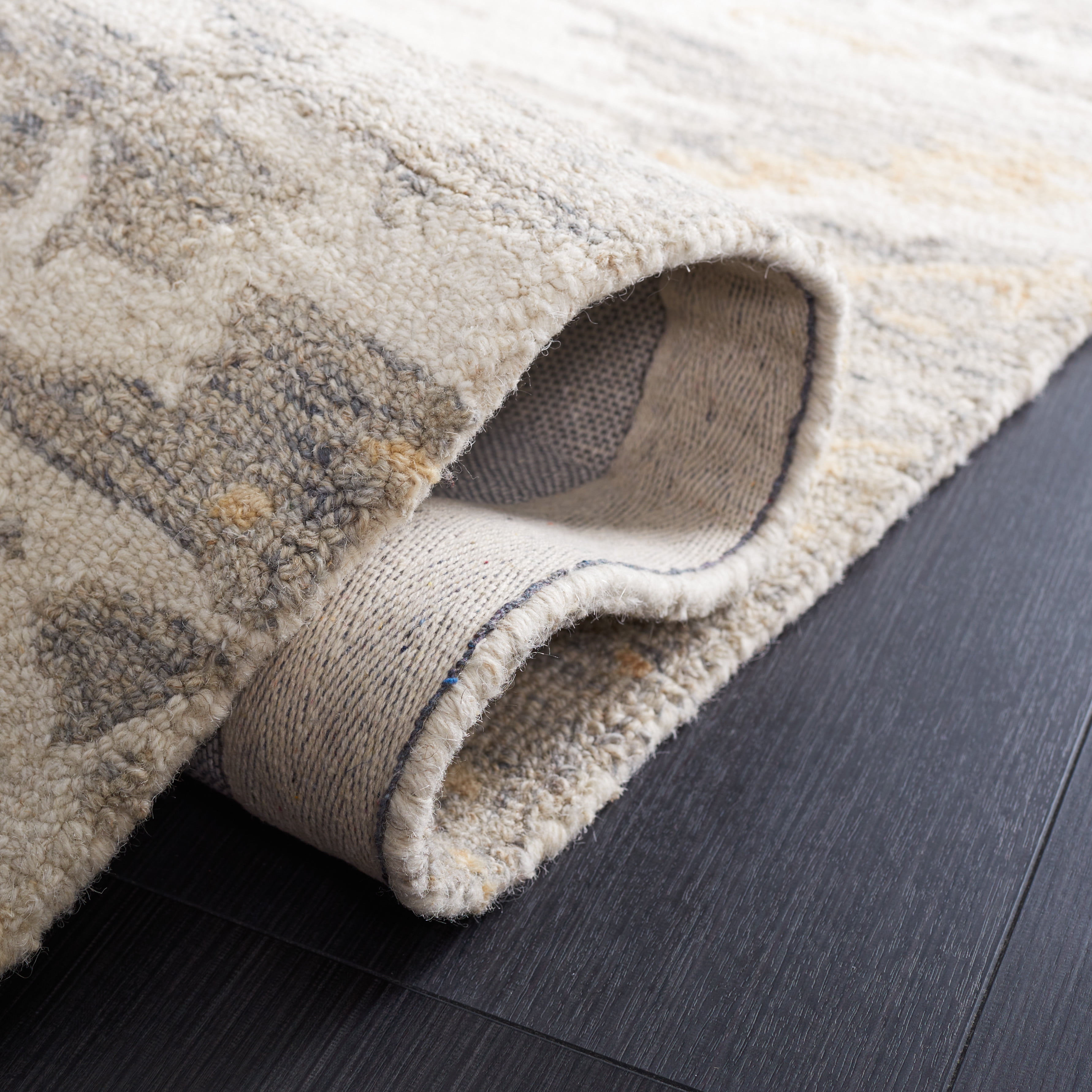 SAFAVIEH Abstract Seachlann Abstract Wool Area Rug, Ivory/Gray, 8' x 10'