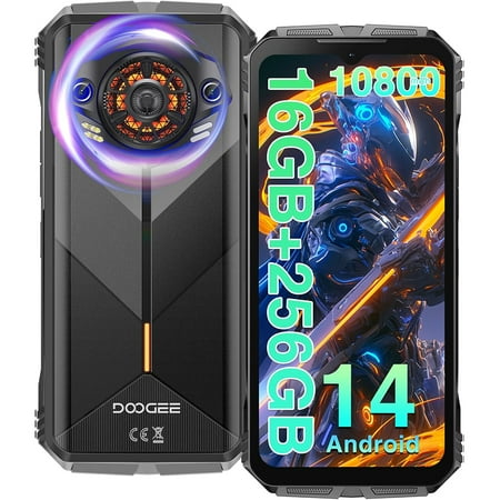 DOOGEE S Punk Rugged Phone Android 14 6.58" 90Hz Display 34mm Large Amplitude Speake LED Light Effect 6GB+256GB 10800mAh Battery