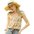 thumbnail image 1 of Blusa floral sin mangas de gasa con correa de decoración de pajarita sin mangas para mujer Albaricoque XS, 1 of 6
