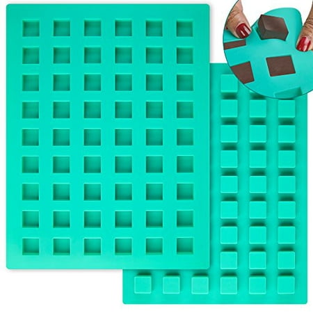 O'Creme Square Mini Brownie Silicone Mold for Chocolate Truffles, Ganache, Jelly, Candy, Pralines, and Caramels