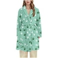 thumbnail image 3 of Censtreet Women Fleece Floral Fruit Print Bathrobe Soft Flannel Lounge Robe Cute Fall Robe Lightweight Warm Gown Home Wearing Flannel Pajamas, 3 of 3