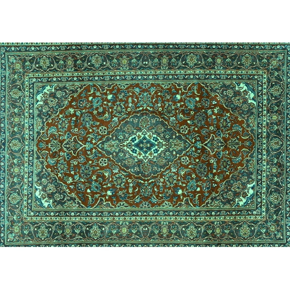 Ahgly Company Indoor Rectangle Persian Turquoise Blue Traditional Area Rugs, 2' x 5'