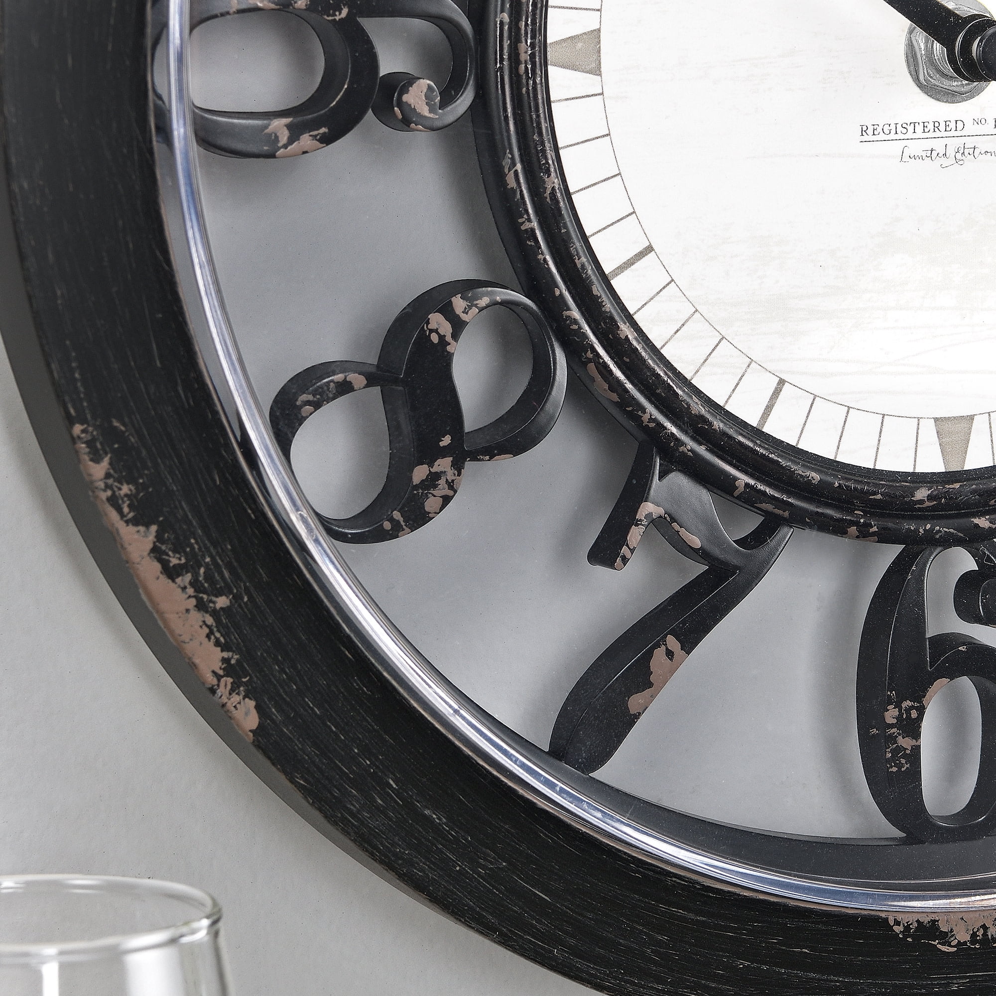 FirsTime & Co. Black Antique Contour Wall Clock, Farmhouse, Analog, 10 x 2 x 10 in