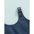thumbnail image 5 of Bagilaanoe Toddler Baby Girl Summer Playsuit Sleeveless U-neck Buckle Shoulder Straps Cutout Waist Denim One Piece Romper, 5 of 8