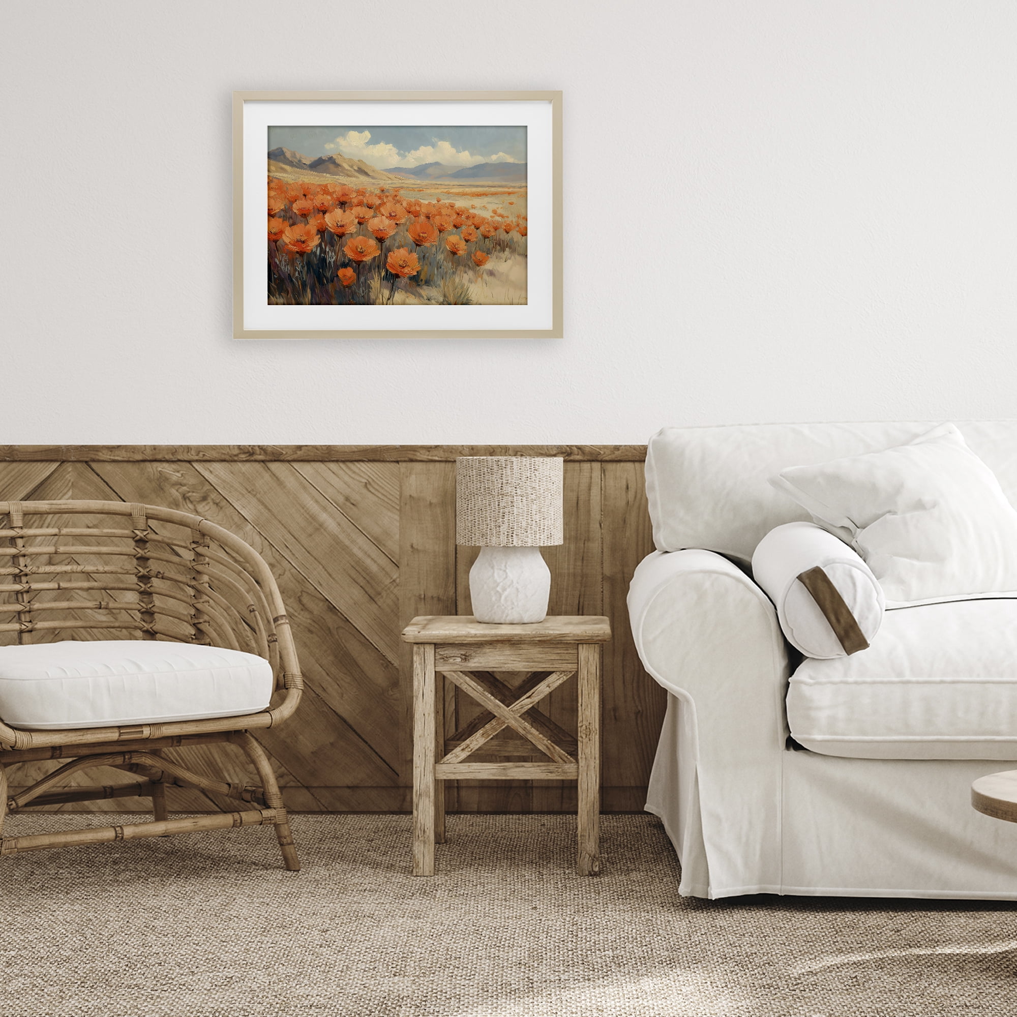 Stupell Industries Desert Poppies in Valley Birch Framed Print Under Glass, design by Gina Kelly